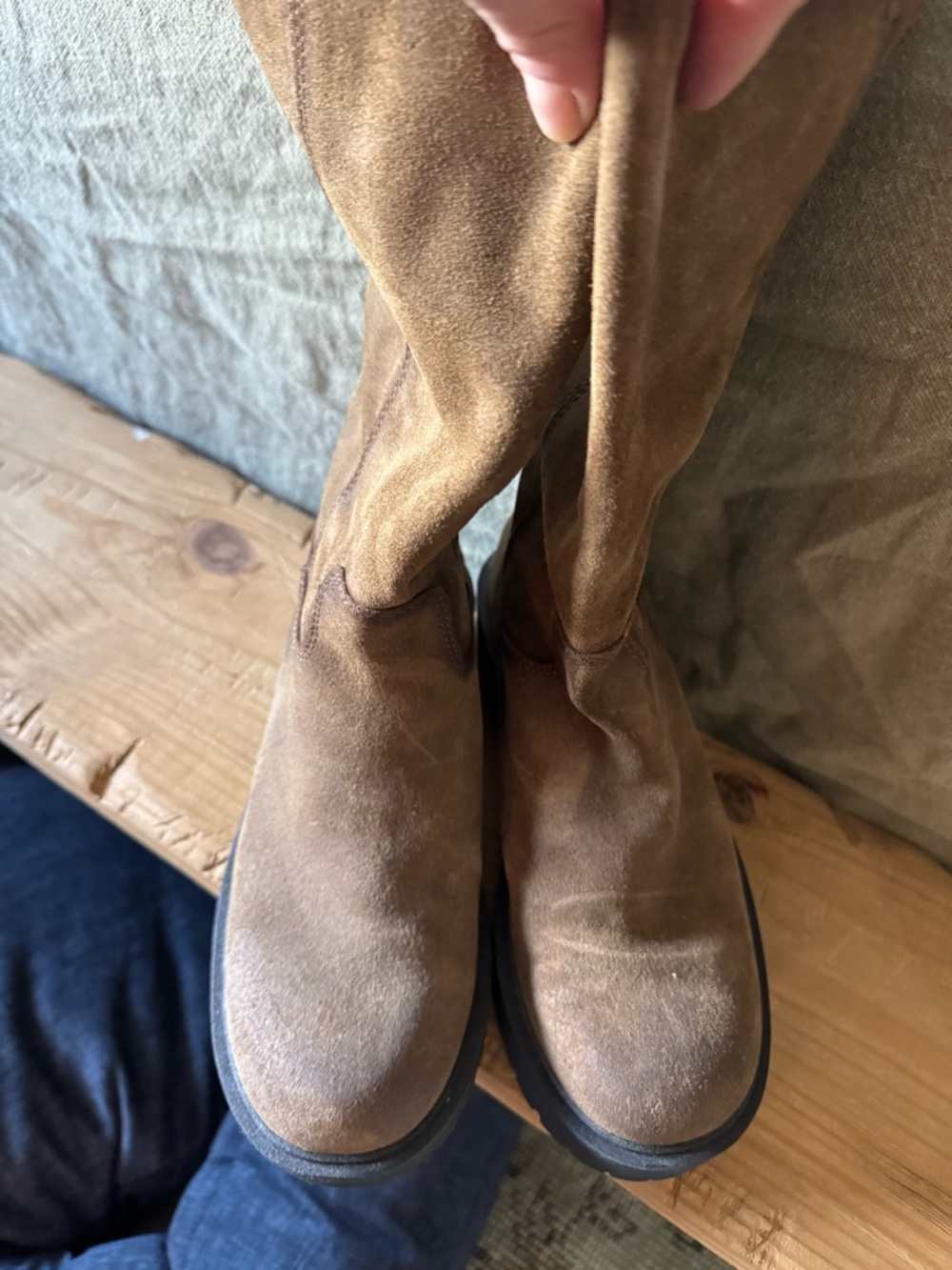 Zara Brown Suede Knee-High Boots